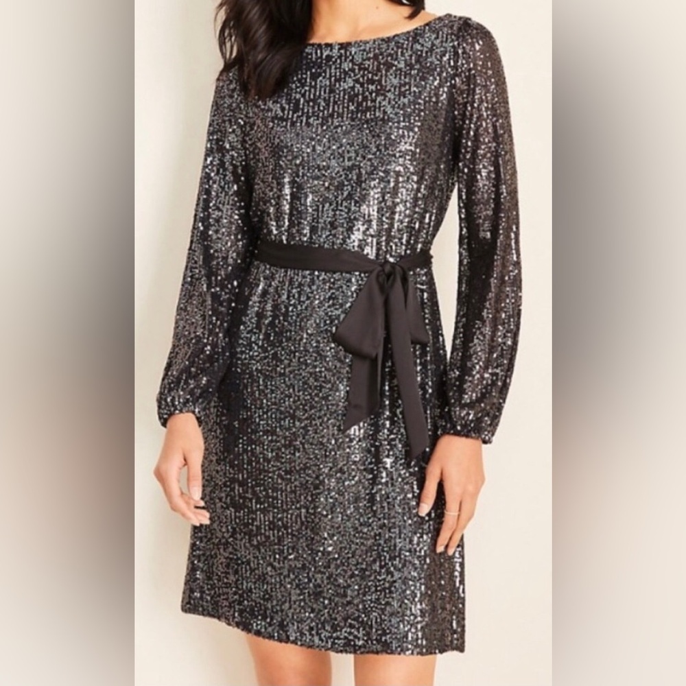 NWT Ann Taylor Silver Sequin Shift Cocktail Dress - Picture 15 of 16